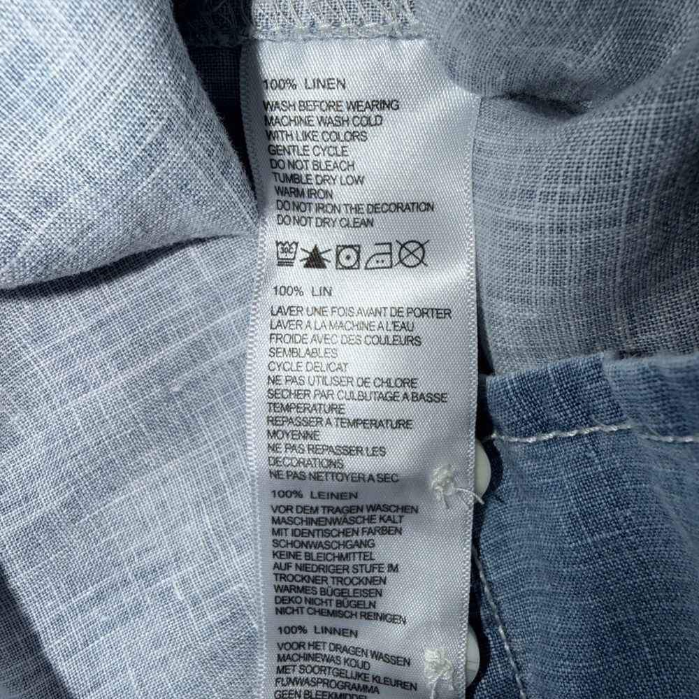 Tommy Bahama Button-Down Shirt Size XL 100% Linen Blue Chambray Short Sleeve - Picture 6 of 6